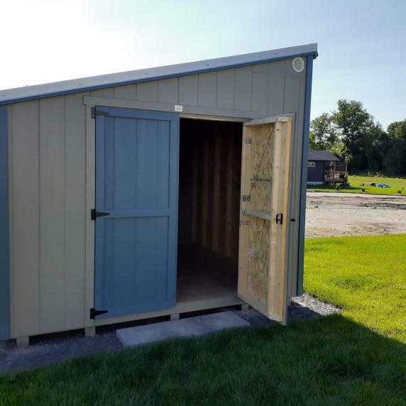Lean-to style shed door open